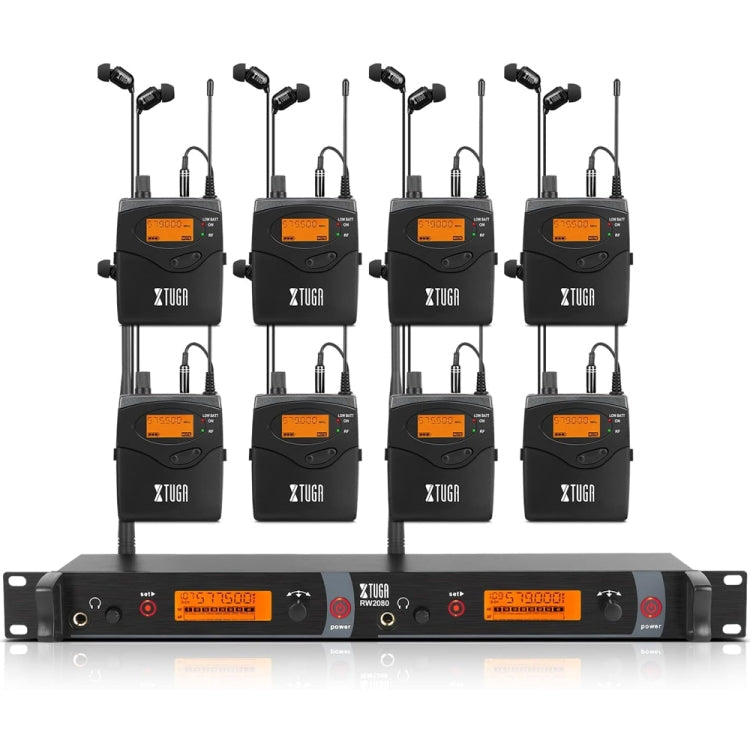 XTUGA RW2080 UHF Wireless Stage Singer In-Ear Monitor System 8 BodyPacks(AU Plug)