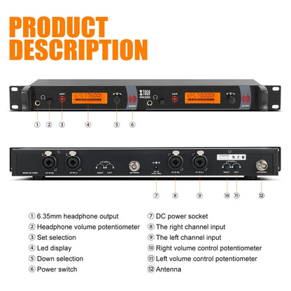 XTUGA RW2080 UHF Wireless Stage Singer In-Ear Monitor System 6 BodyPacks(AU Plug)