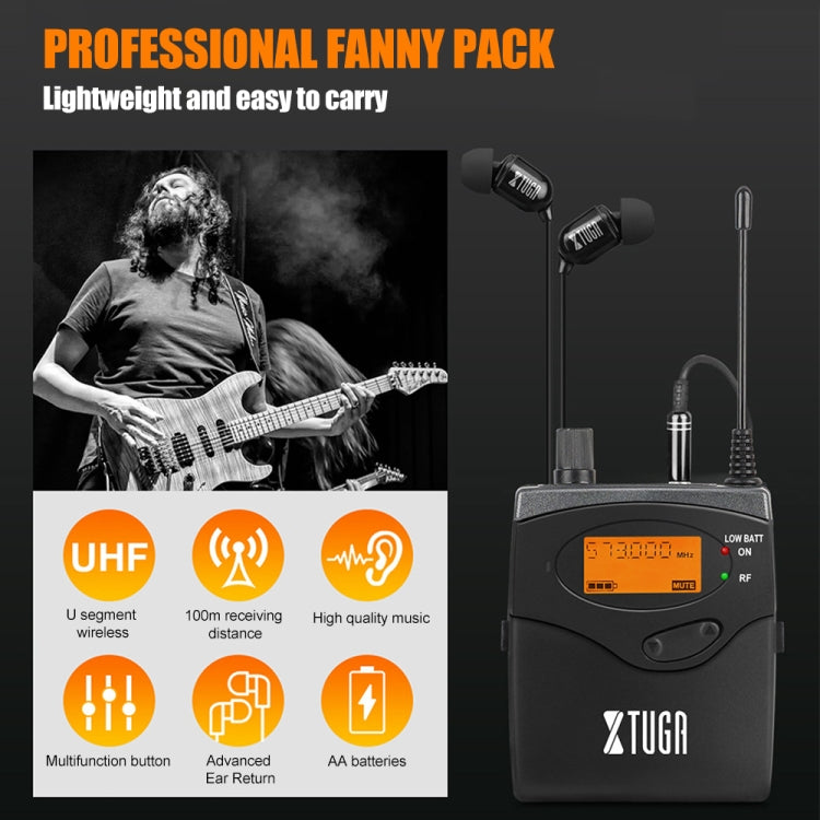 XTUGA RW2080 UHF Wireless Stage Singer In-Ear Monitor System 4 BodyPacks(AU Plug)