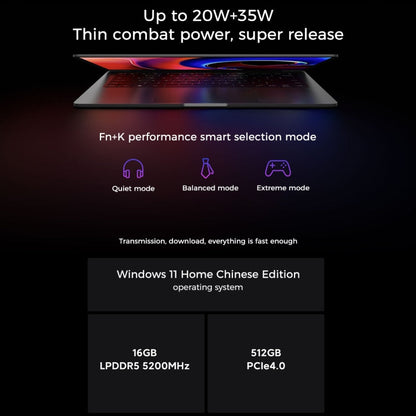 Xiaomi RedmiBook Pro 14 inch Laptop, 16GB+512GB, Windows 11 Home Chinese Version, Intel 12th Gen Core i7-12650H Deca Core MX550 Discrete Graphics