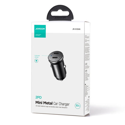 JOYROOM JR-CCN06 30W Dual PD Type-C Mini Metal Car Charger(Black)