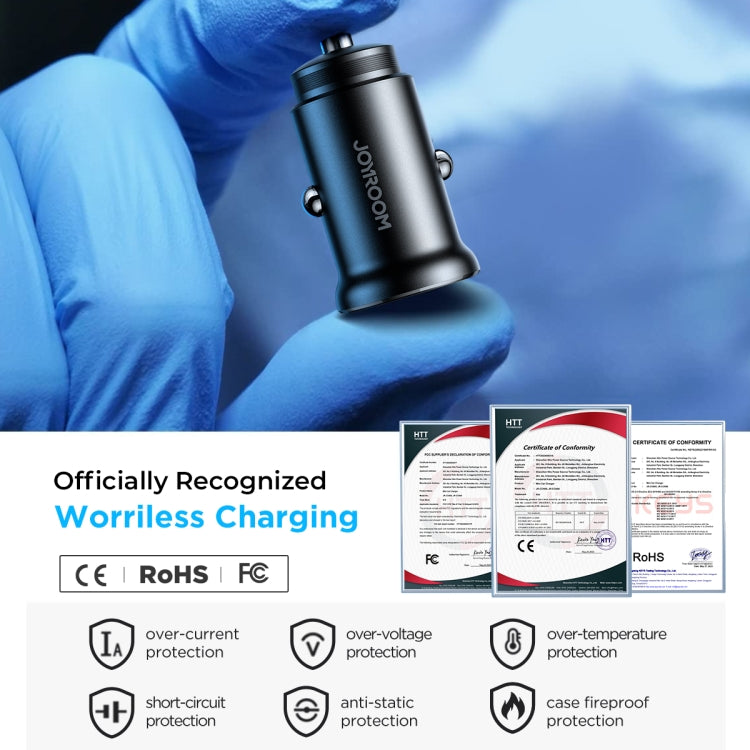 JOYROOM JR-CCN06 30W Dual PD Type-C Mini Metal Car Charger(Black)