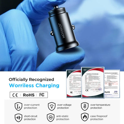 JOYROOM JR-CCN06 30W Dual PD Type-C Mini Metal Car Charger(Black)