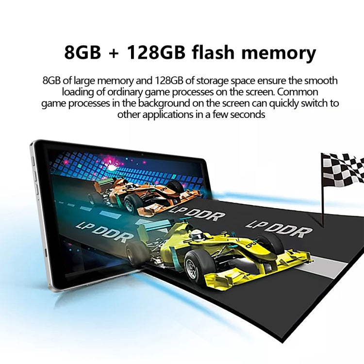 BDF P40 Tablette PC 4G LTE 10,1 pouces, 8 Go + 128 Go, Android 11 MTK6755 Octa Core, Double SIM, Prise UE (Bleu)