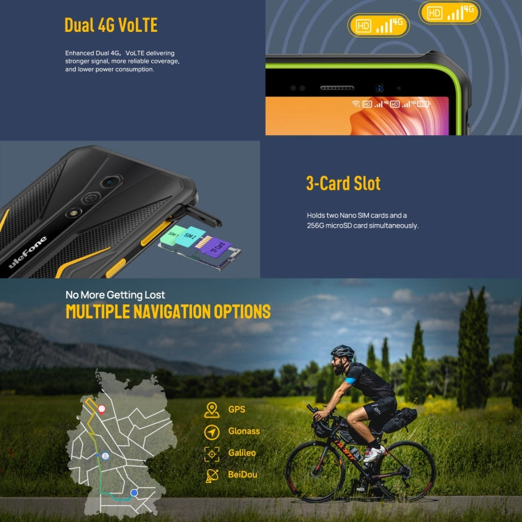 [HK Warehouse] Ulefone Armor X12 Pro, 4GB+64GB, IP68/IP69K Rugged Phone, 5.45 inch Android 15 MediaTek Helio G36 Octa Core, Network: 4G, NFC(Less Green)