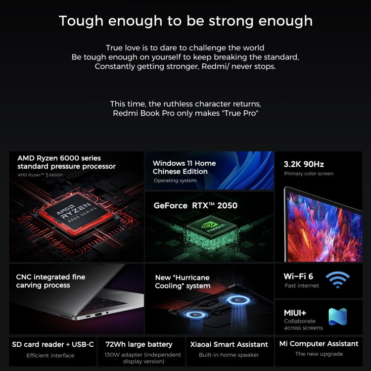 Xiaomi RedmiBook Pro 15 Laptop 2022 15.6 inch, 16GB+512GB, Windows 11 Home Chinese Version, AMD Ryzen 5 6600H Hexa Core(Starlight Grey)