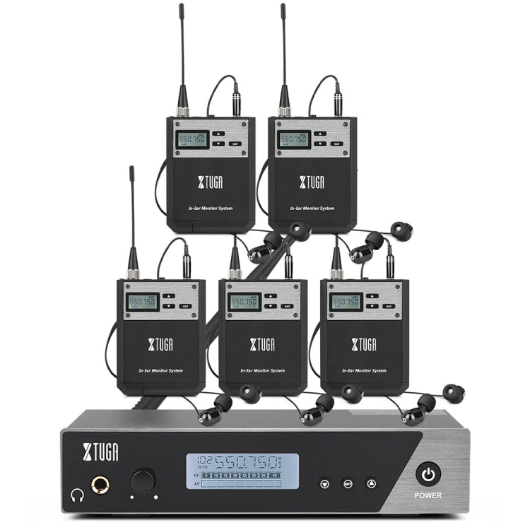 XTUGA IEM1100 Système de monitoring intra-auriculaire sans fil professionnel 5 BodyPacks (prise AU)