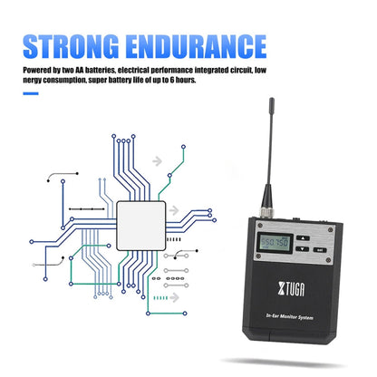 XTUGA IEM1100 Système de monitoring intra-auriculaire sans fil professionnel 5 BodyPacks (prise AU)