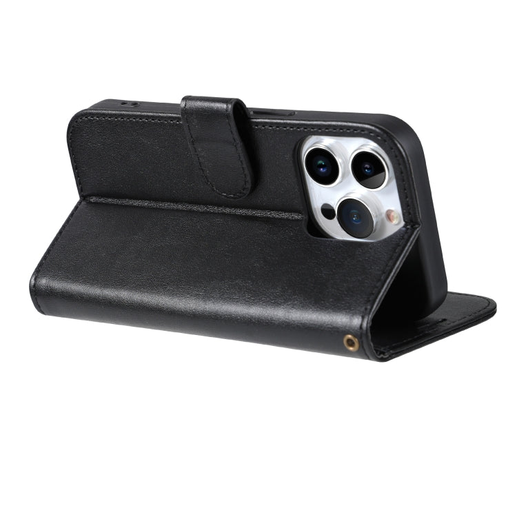 For iPhone 16 Pro Max AZNS Sheepskin Texture Flip Leather Phone Case(Black)