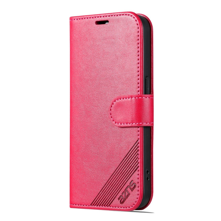 Pour iPhone 16 Pro Max AZNS Étui de téléphone en cuir à rabat texture peau de mouton (rouge)