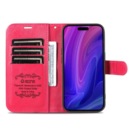 Pour iPhone 16 Pro Max AZNS Étui de téléphone en cuir à rabat texture peau de mouton (rouge)