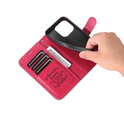 Pour iPhone 16 Pro Max AZNS Étui de téléphone en cuir à rabat texture peau de mouton (rouge)