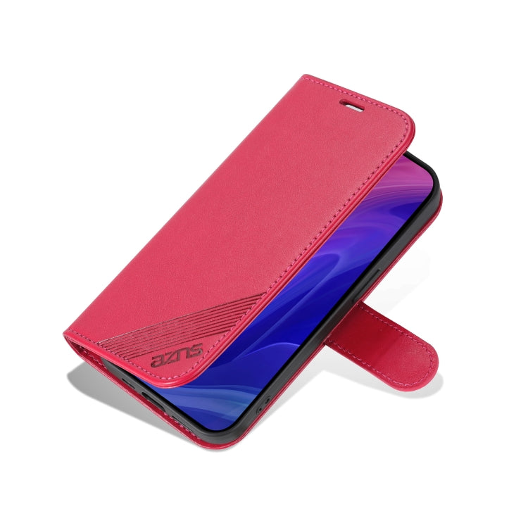 Pour iPhone 16 Pro Max AZNS Étui de téléphone en cuir à rabat texture peau de mouton (rouge)