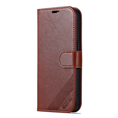 For iPhone 16 Pro Max AZNS Sheepskin Texture Flip Leather Phone Case(Brown)