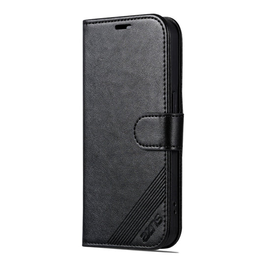 For iPhone 16 Pro AZNS Sheepskin Texture Flip Leather Phone Case(Black)