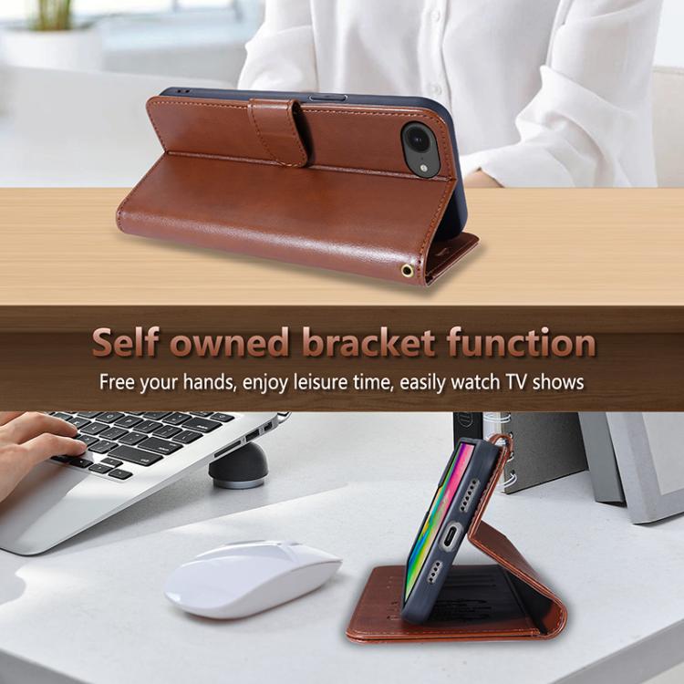 For iPhone 17e / 16e AZNS Sheepskin Texture Flip Leather Phone Case(Black)