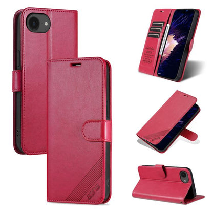 Pour iPhone 17e / 16e AZNS Coque de téléphone en cuir à rabat texturée peau de mouton (Rouge)