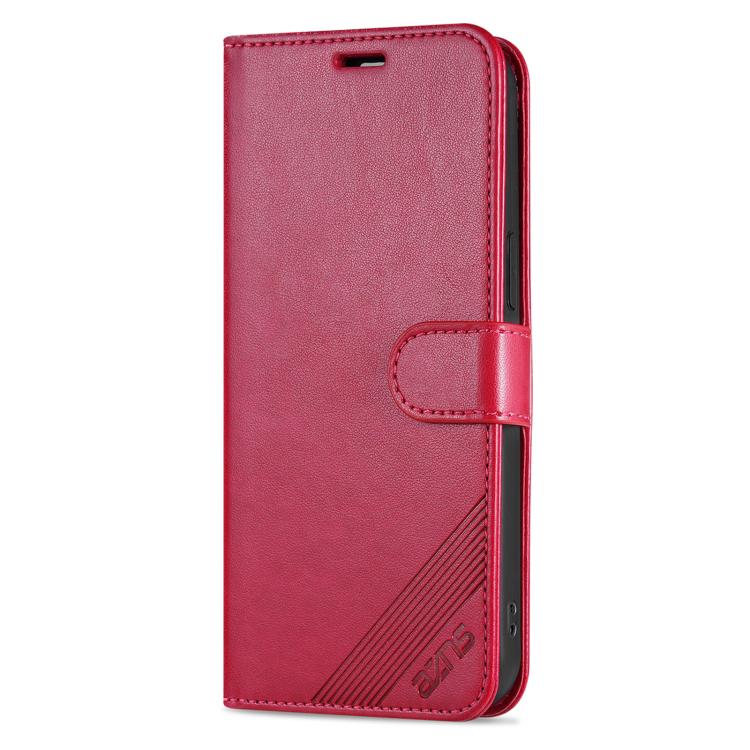 Pour iPhone 17e / 16e AZNS Coque de téléphone en cuir à rabat texturée peau de mouton (Rouge)