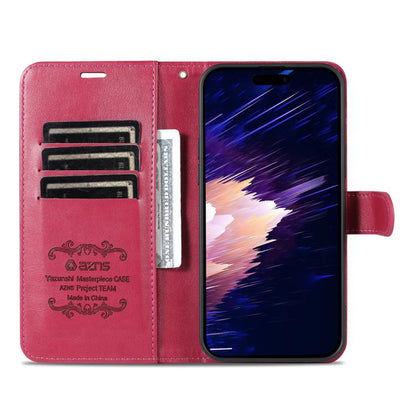 Pour iPhone 17e / 16e AZNS Coque de téléphone en cuir à rabat texturée peau de mouton (Rouge)