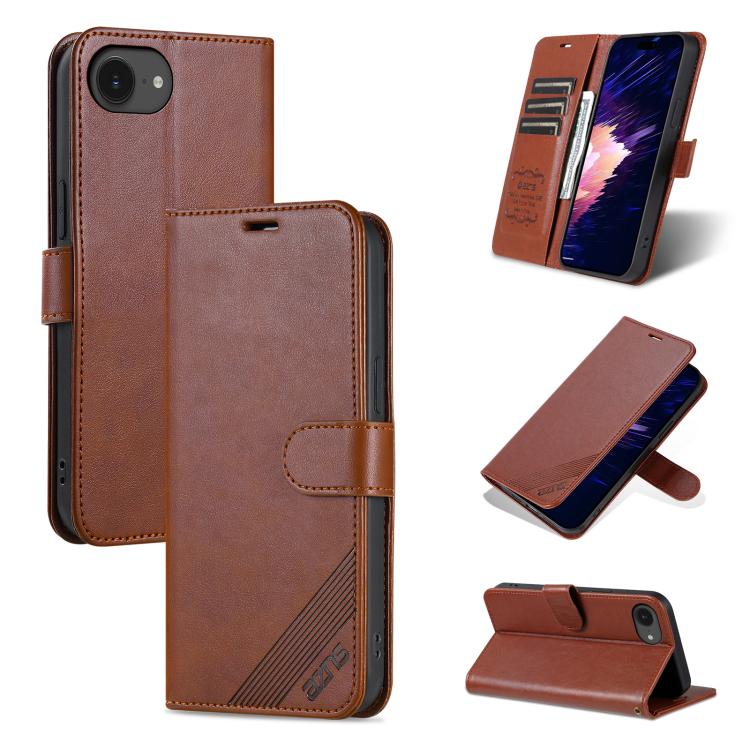 For iPhone 17e / 16e AZNS Sheepskin Texture Flip Leather Phone Case(Brown)