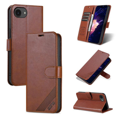 For iPhone 17e / 16e AZNS Sheepskin Texture Flip Leather Phone Case(Brown)
