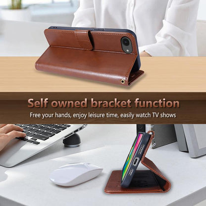 For iPhone 17e / 16e AZNS Sheepskin Texture Flip Leather Phone Case(Brown)
