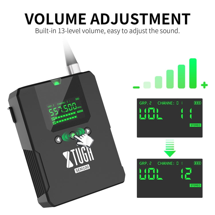 XTUGA SEM100 Professional Wireless In Ear Monitor System 1 BodyPacks(US Plug)