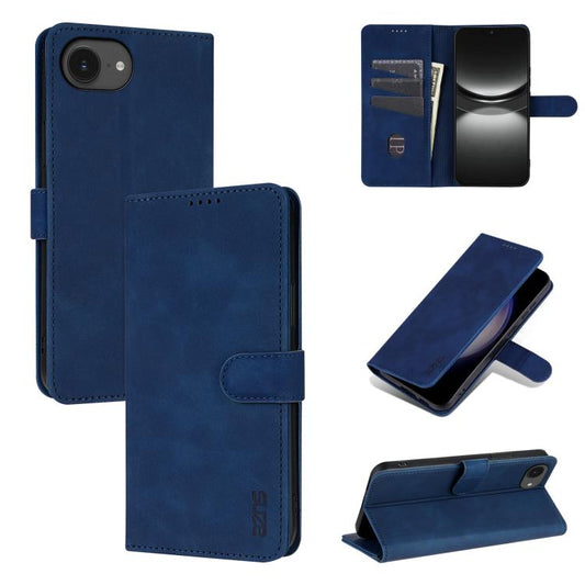 For iPhone 17e / 16e AZNS Skin Feel Calf Texture Flip Leather Phone Case(Blue)