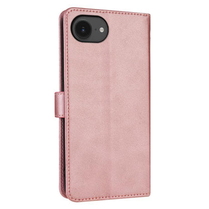 Pour iPhone 17e / 16e AZNS Étui portefeuille en cuir grainé avec texture veau (Or rose)
