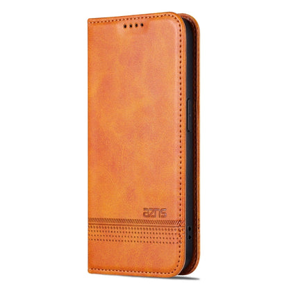 For iPhone 16 Pro Max AZNS Magnetic Calf Texture Flip Leather Phone Case(Light Brown)