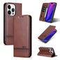 Pour iPhone 16 Pro Max AZNS Étui portefeuille en cuir texturé veau magnétique (marron foncé)