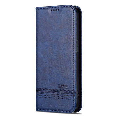 For iPhone 16 Pro Max AZNS Magnetic Calf Texture Flip Leather Phone Case(Dark Blue)