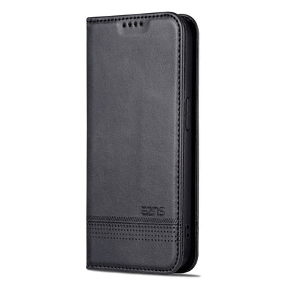 For iPhone 16 Pro Max AZNS Magnetic Calf Texture Flip Leather Phone Case(Black)