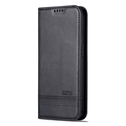 For iPhone 16 Pro Max AZNS Magnetic Calf Texture Flip Leather Phone Case(Black)