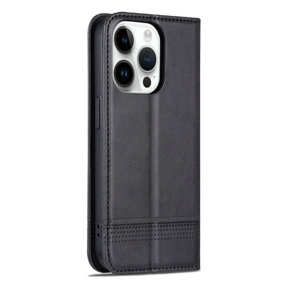 For iPhone 16 Pro Max AZNS Magnetic Calf Texture Flip Leather Phone Case(Black)