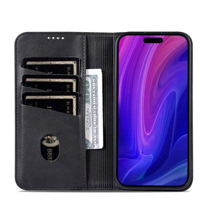For iPhone 16 Pro Max AZNS Magnetic Calf Texture Flip Leather Phone Case(Black)