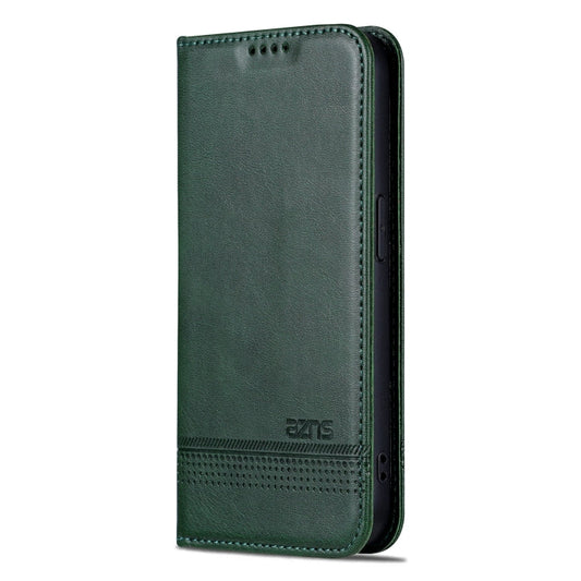 For iPhone 16 Pro AZNS Magnetic Calf Texture Flip Leather Phone Case(Dark Green)