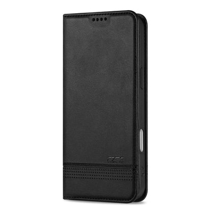 For iPhone 16 Plus AZNS Magnetic Calf Texture Flip Leather Phone Case(Black)