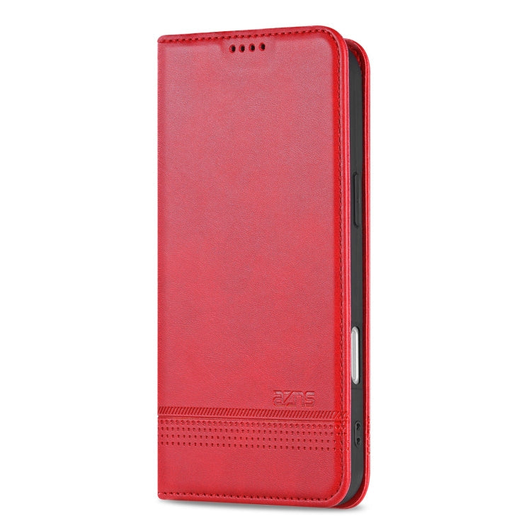 For iPhone 16 AZNS Magnetic Calf Texture Flip Leather Phone Case(Red)