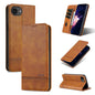 Pour iPhone 17e / 16e AZNS Coque de téléphone en cuir à rabat texturé magnétique en veau (marron clair)