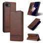Pour iPhone 17e / 16e AZNS Coque de téléphone en cuir à rabat texturé magnétique en veau (marron foncé)