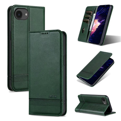 For iPhone 17e / 16e AZNS Magnetic Calf Texture Flip Leather Phone Case(Dark Green)