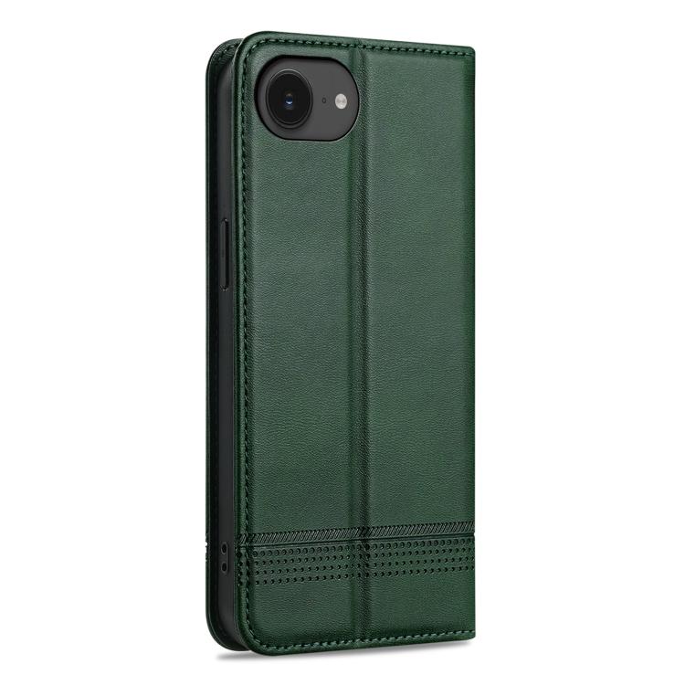 For iPhone 17e / 16e AZNS Magnetic Calf Texture Flip Leather Phone Case(Dark Green)