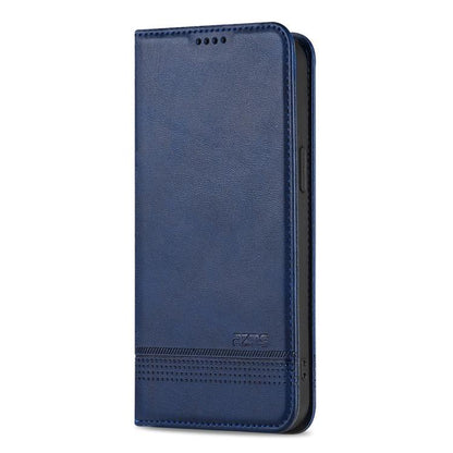 For iPhone 17e / 16e AZNS Magnetic Calf Texture Flip Leather Phone Case(Dark Blue)