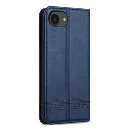 For iPhone 17e / 16e AZNS Magnetic Calf Texture Flip Leather Phone Case(Dark Blue)