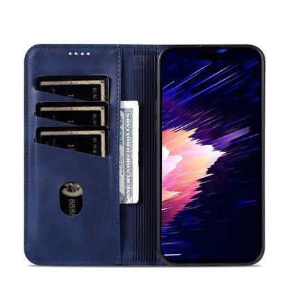 For iPhone 17e / 16e AZNS Magnetic Calf Texture Flip Leather Phone Case(Dark Blue)