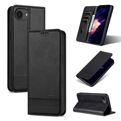 For iPhone 17e / 16e AZNS Magnetic Calf Texture Flip Leather Phone Case(Black)