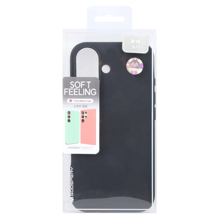 For iPhone 16 GOOSPERY SOFT FEELING Liquid TPU Soft Phone Case(Black)