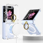 For Samsung Galaxy Z Flip6 / Flip7 FE GKK MagSafe Airbag Hinge Shockproof Phone Case with Ring Holder(Transparent)