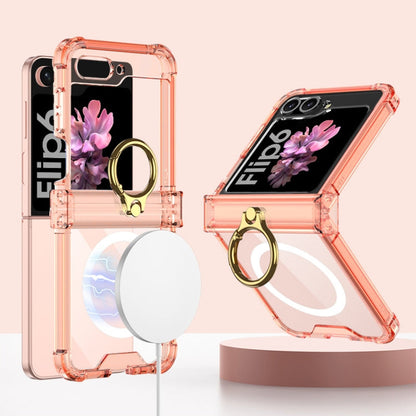 For Samsung Galaxy Z Flip6 / Flip7 FE GKK MagSafe Airbag Hinge Shockproof Phone Case with Ring Holder(Orange)